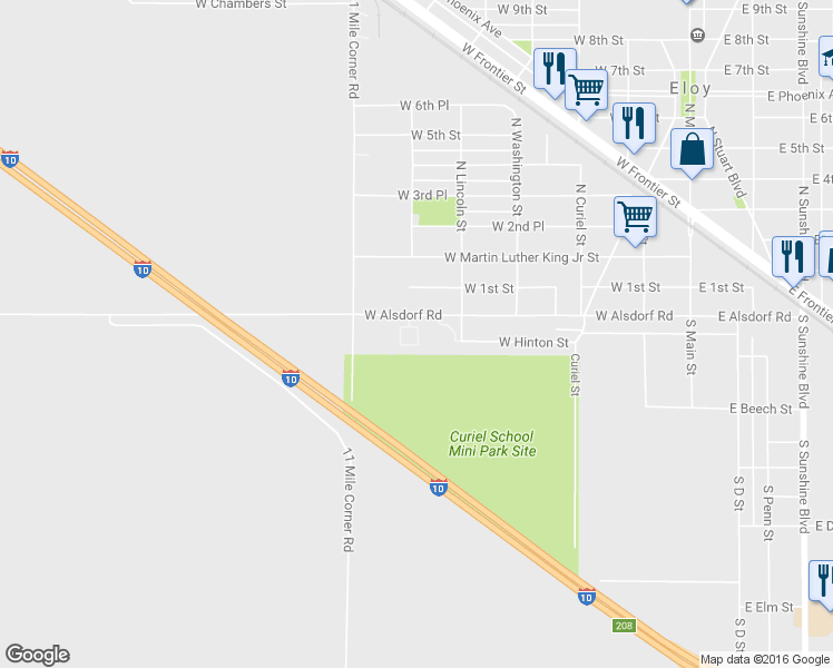 map of restaurants, bars, coffee shops, grocery stores, and more near 509 West Alsdorf Road in Eloy