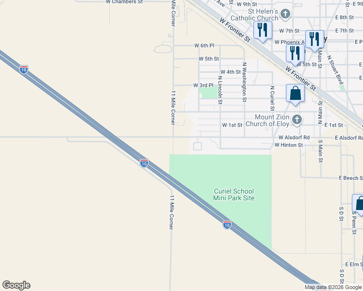 map of restaurants, bars, coffee shops, grocery stores, and more near 529 West Alsdorf Road in Eloy