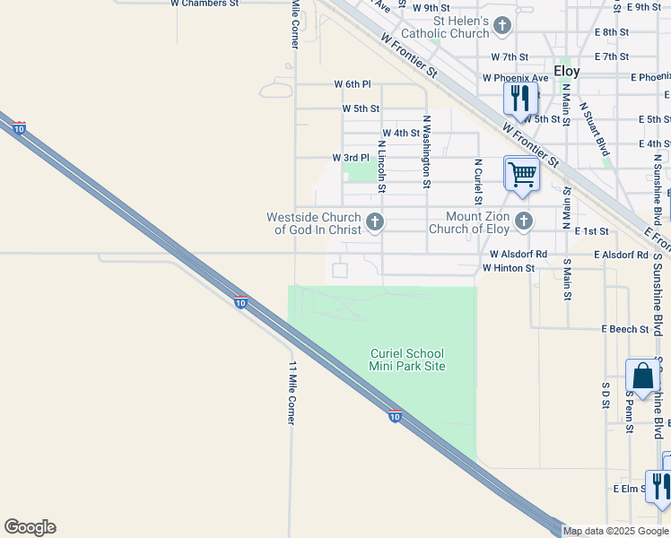 map of restaurants, bars, coffee shops, grocery stores, and more near 509 West Alsdorf Road in Eloy