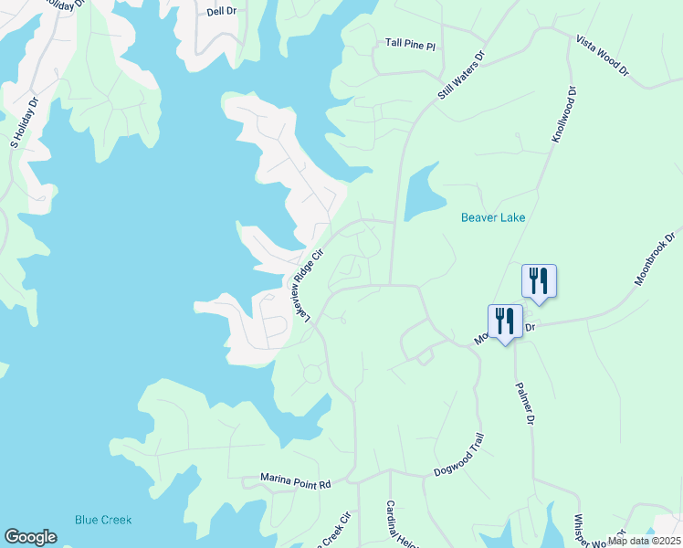 map of restaurants, bars, coffee shops, grocery stores, and more near 20 Eagle Peak Circle in Dadeville