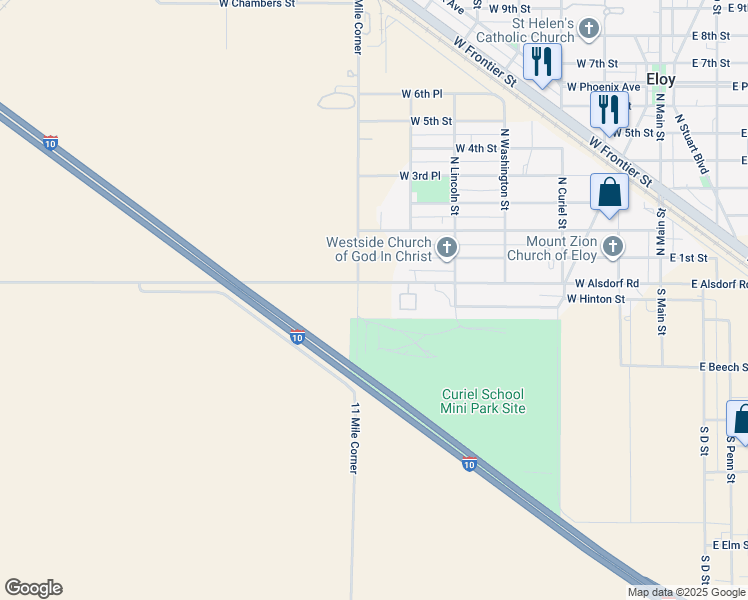 map of restaurants, bars, coffee shops, grocery stores, and more near 529 West Alsdorf Road in Eloy