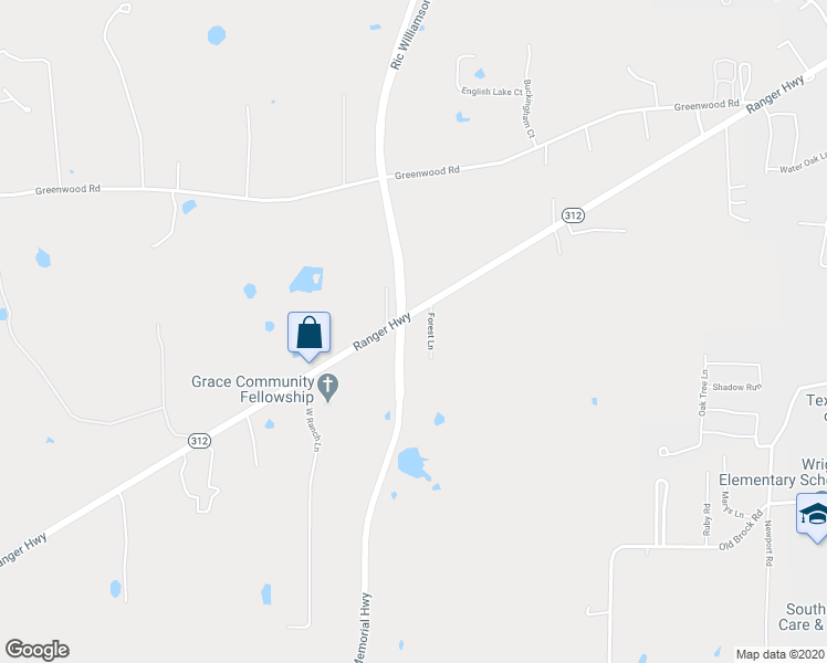 map of restaurants, bars, coffee shops, grocery stores, and more near 1701 Ranger Highway in Weatherford