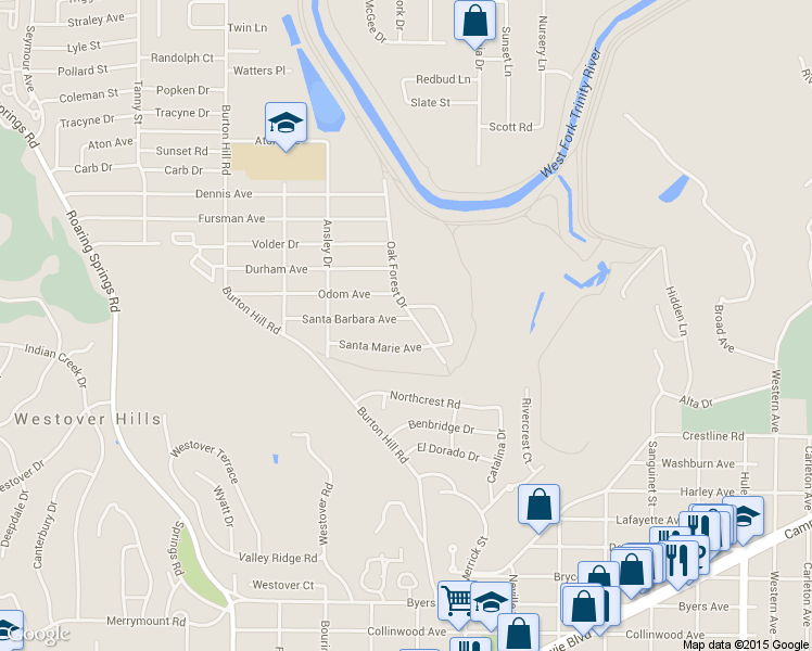 map of restaurants, bars, coffee shops, grocery stores, and more near 5405 Santa Barbara Avenue in Fort Worth