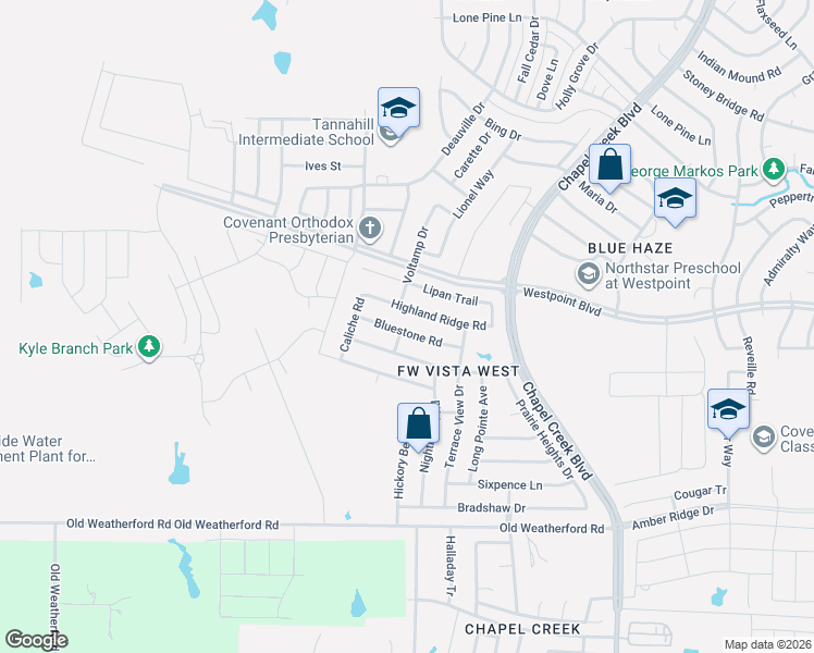 map of restaurants, bars, coffee shops, grocery stores, and more near 10648 Bluestone Road in Fort Worth