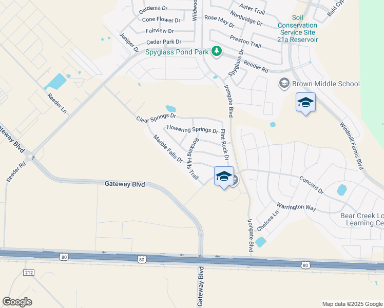 map of restaurants, bars, coffee shops, grocery stores, and more near 3031 Rocking Hills Trail in Forney
