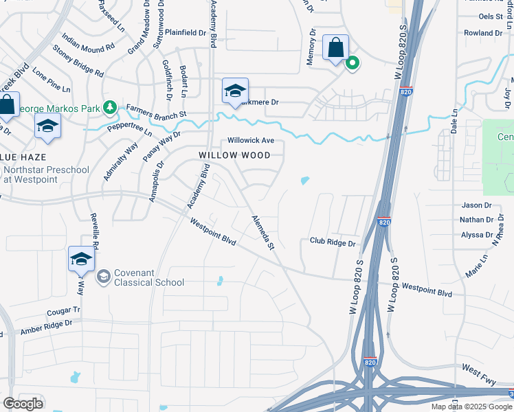 map of restaurants, bars, coffee shops, grocery stores, and more near 761 Chalk Knoll Road in Fort Worth