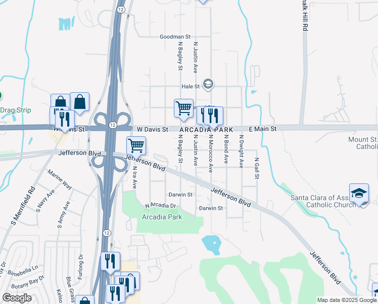 map of restaurants, bars, coffee shops, grocery stores, and more near 5208 Spruce Street in Dallas