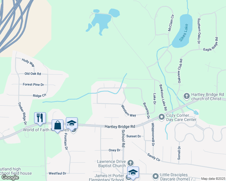 map of restaurants, bars, coffee shops, grocery stores, and more near 3826 Bonanza Drive in Macon