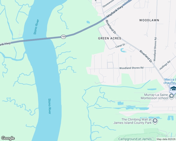 map of restaurants, bars, coffee shops, grocery stores, and more near 605 Stono Shores Point in Charleston