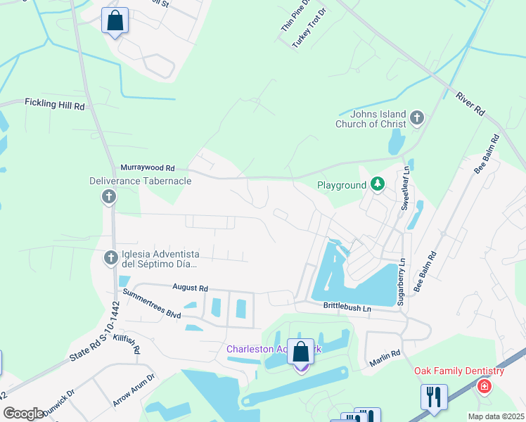 map of restaurants, bars, coffee shops, grocery stores, and more near 4043 Prosperity Road in Johns Island