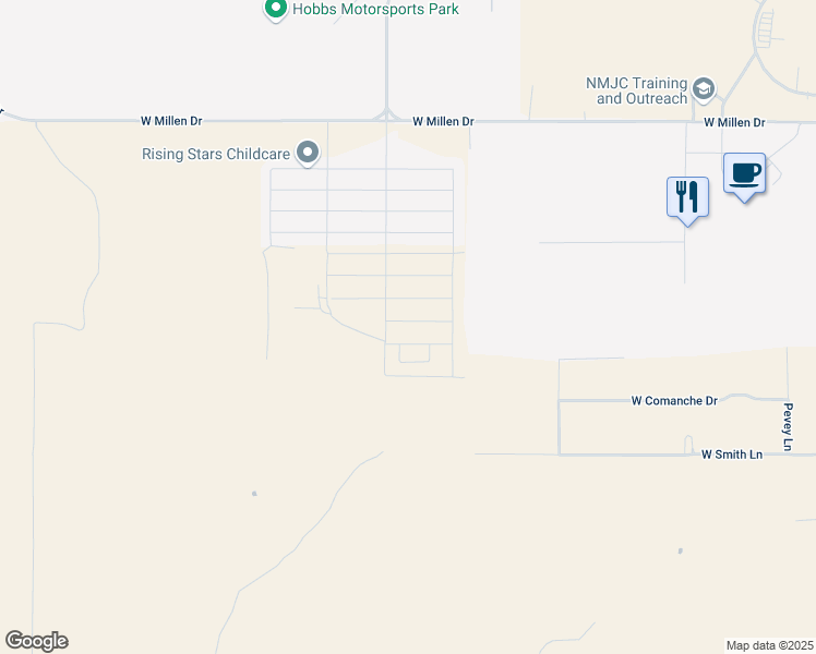 map of restaurants, bars, coffee shops, grocery stores, and more near Unnamed Road in Hobbs