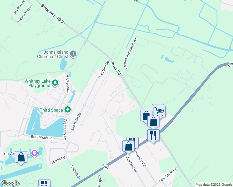 map of restaurants, bars, coffee shops, grocery stores, and more near 1859 Towne Street in Johns Island