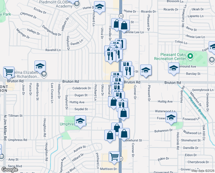 map of restaurants, bars, coffee shops, grocery stores, and more near 2042 Utica Drive in Dallas