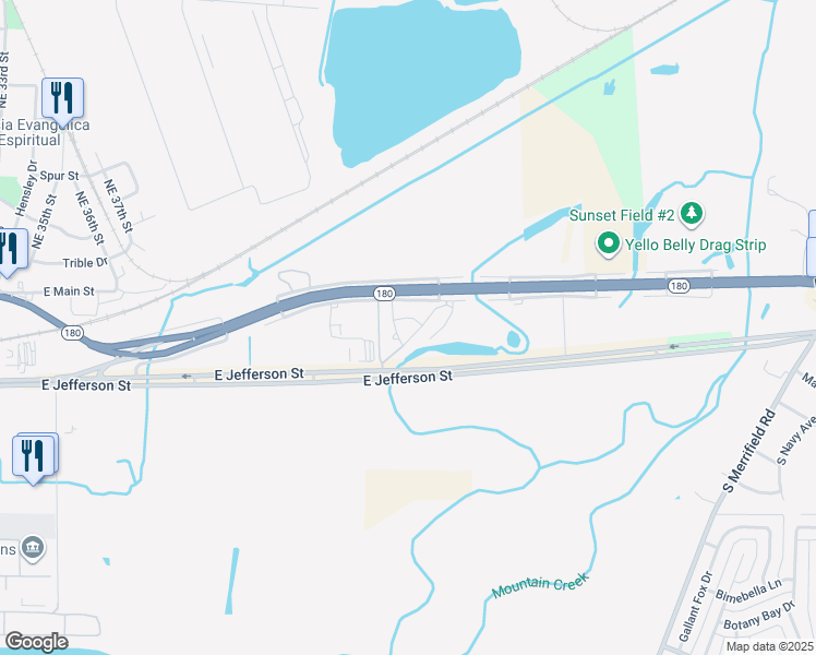 map of restaurants, bars, coffee shops, grocery stores, and more near 317 Woodland Drive in Grand Prairie