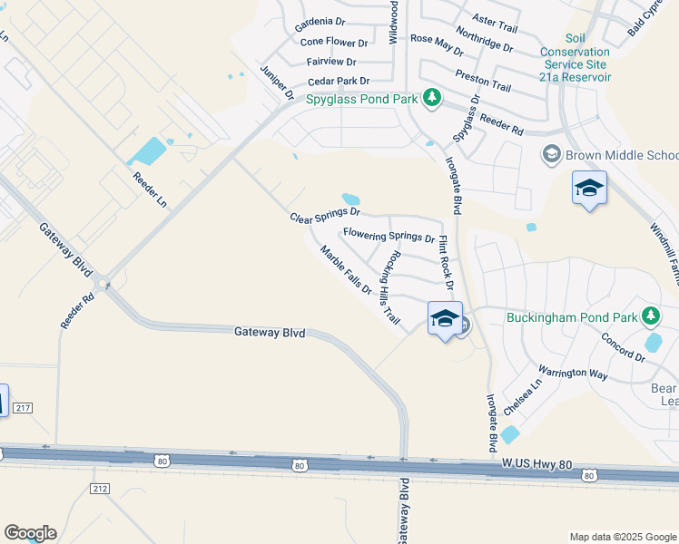 map of restaurants, bars, coffee shops, grocery stores, and more near 3123 Marble Falls Drive in Forney