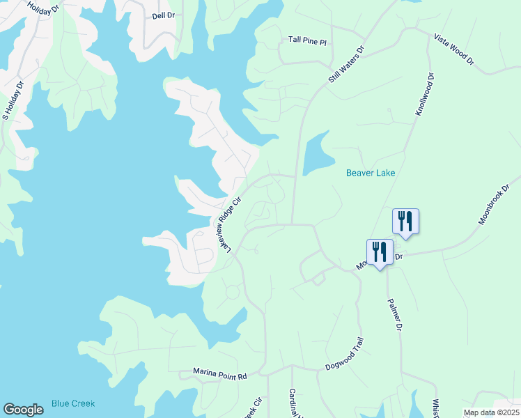 map of restaurants, bars, coffee shops, grocery stores, and more near 20 Eagle Peak Circle in Dadeville