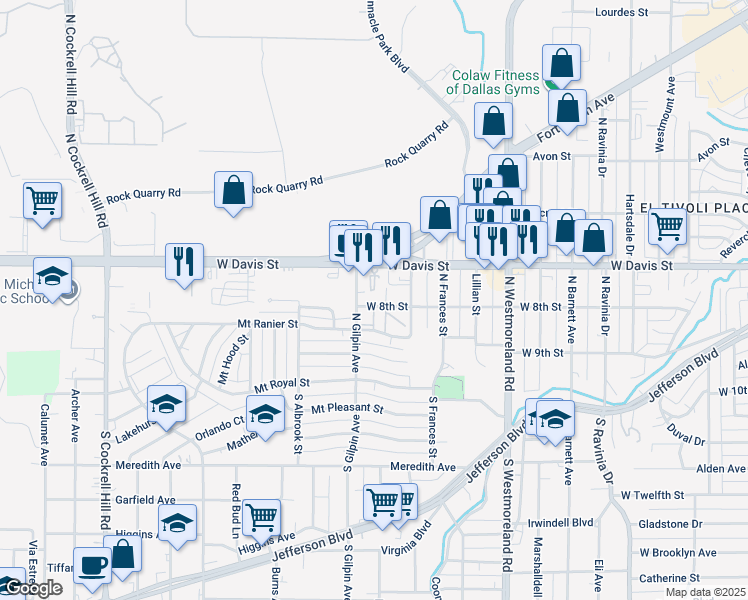map of restaurants, bars, coffee shops, grocery stores, and more near 411 North Gilpin Avenue in Dallas