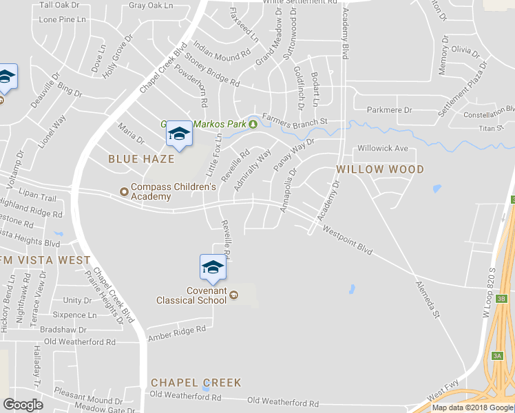 map of restaurants, bars, coffee shops, grocery stores, and more near 801 Cross Timbers Drive in Fort Worth