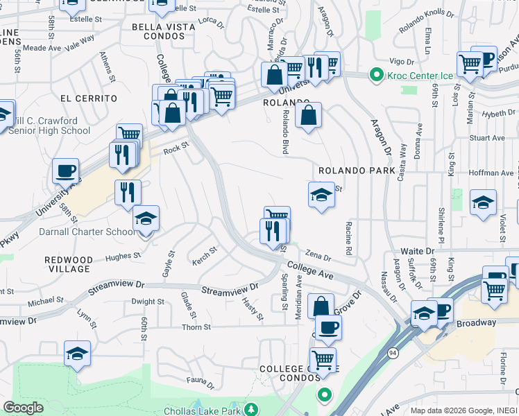 map of restaurants, bars, coffee shops, grocery stores, and more near 3736 Odom Street in San Diego