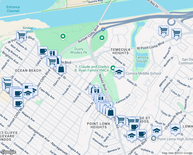 map of restaurants, bars, coffee shops, grocery stores, and more near 2351 Soto Street in San Diego