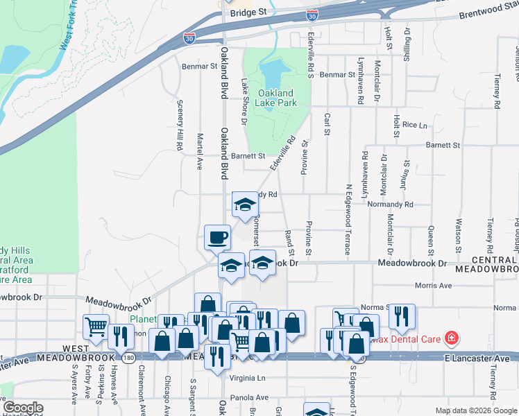 map of restaurants, bars, coffee shops, grocery stores, and more near 2001 Ederville Road in Fort Worth
