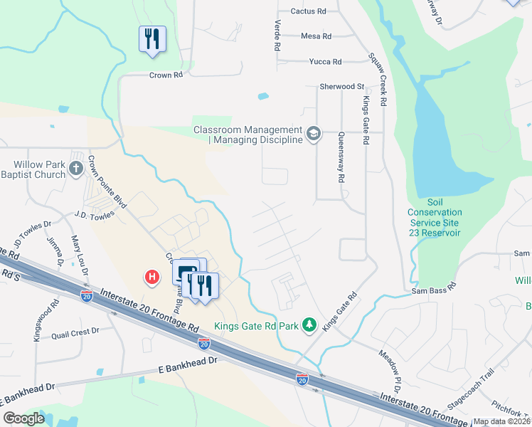 map of restaurants, bars, coffee shops, grocery stores, and more near 4200 Interstate 20 in Willow Park