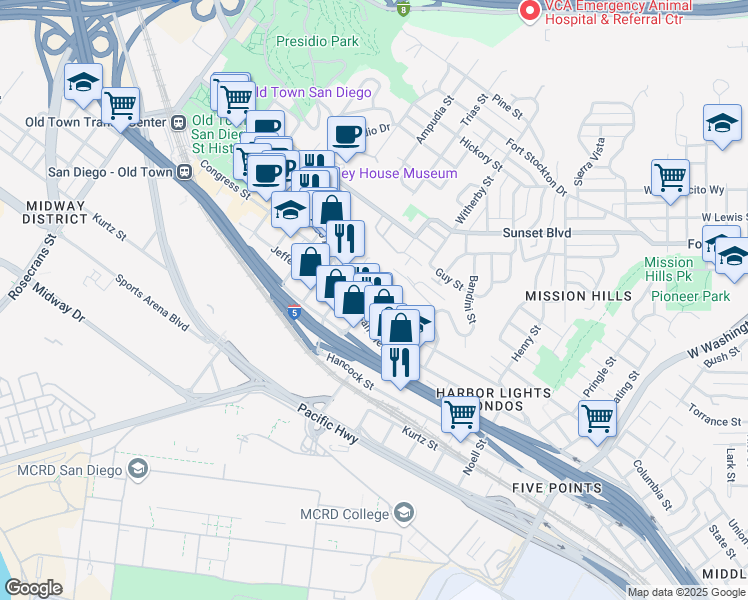map of restaurants, bars, coffee shops, grocery stores, and more near 3935 Hortensia Street in San Diego