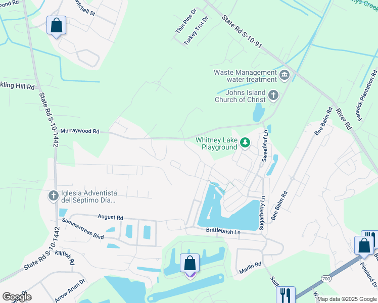 map of restaurants, bars, coffee shops, grocery stores, and more near 1629 Sparkleberry Lane in Johns Island