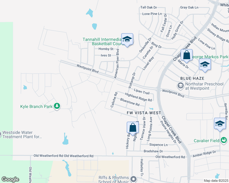map of restaurants, bars, coffee shops, grocery stores, and more near 954 Caliche Road in Fort Worth