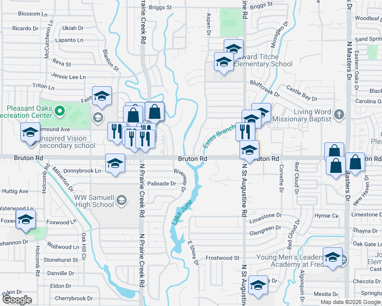 map of restaurants, bars, coffee shops, grocery stores, and more near 2131 Aspen Drive in Dallas