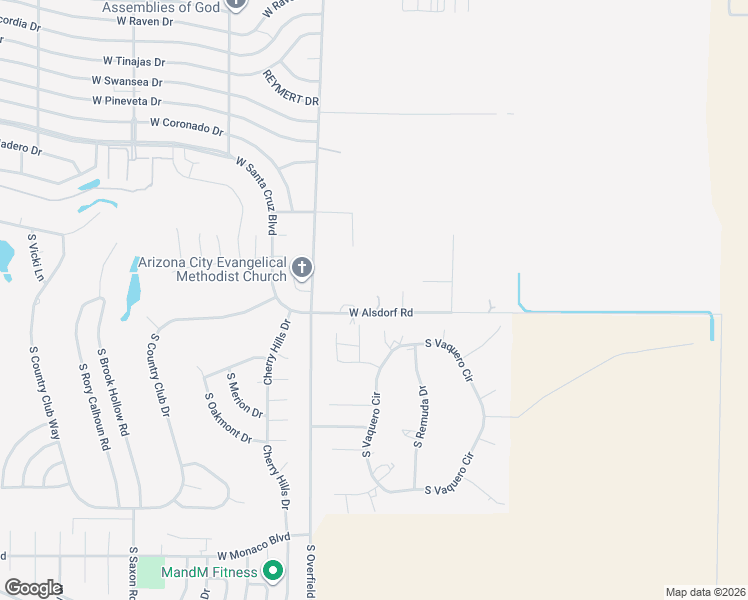 map of restaurants, bars, coffee shops, grocery stores, and more near 7736 West Alsdorf Road in Casa Grande