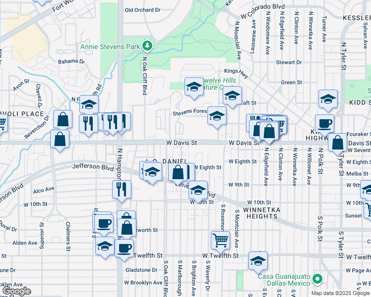 map of restaurants, bars, coffee shops, grocery stores, and more near in Dallas