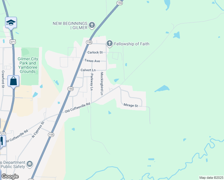 map of restaurants, bars, coffee shops, grocery stores, and more near 1107 Old Coffeeville Road in Gilmer