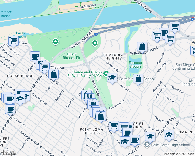 map of restaurants, bars, coffee shops, grocery stores, and more near 2449 Soto Street in San Diego