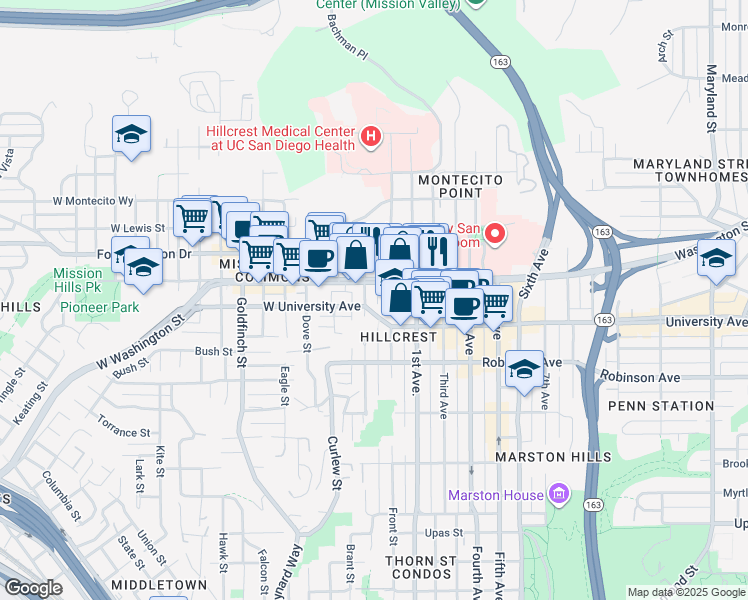 map of restaurants, bars, coffee shops, grocery stores, and more near 3972 Albatross Street in San Diego