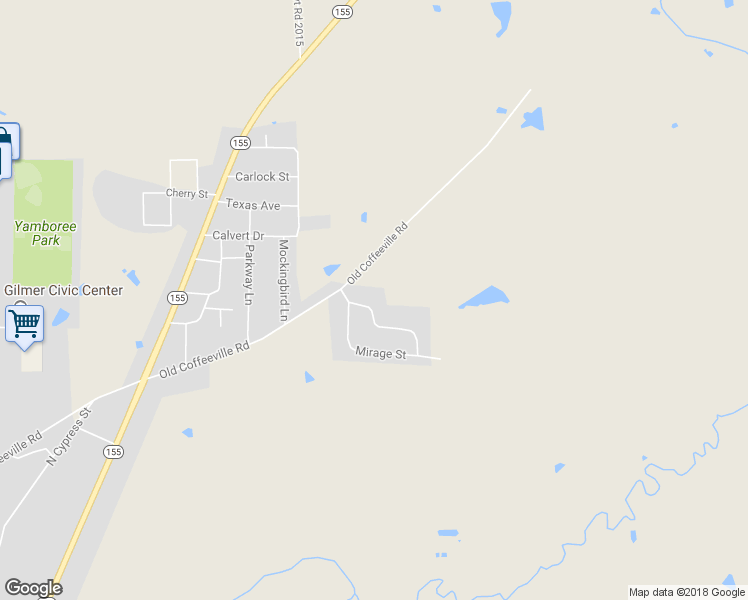 map of restaurants, bars, coffee shops, grocery stores, and more near 111 Oasis Street in Gilmer