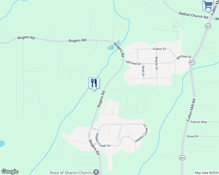 map of restaurants, bars, coffee shops, grocery stores, and more near 226 Lannington Drive in Lizella