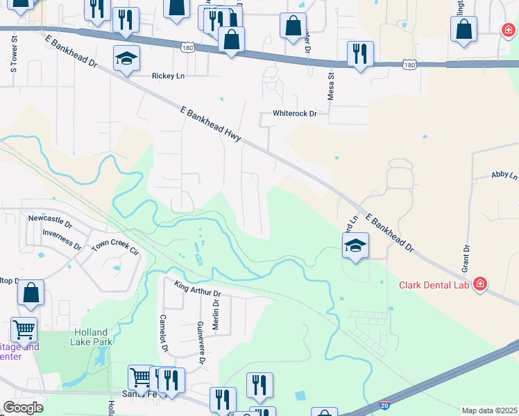map of restaurants, bars, coffee shops, grocery stores, and more near 927 Sylvia Street in Weatherford