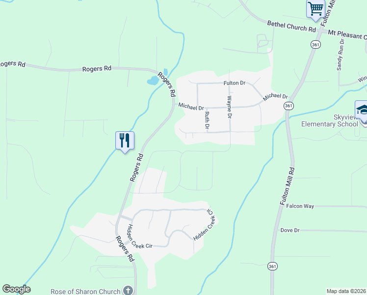 map of restaurants, bars, coffee shops, grocery stores, and more near 162 Doublegate Drive in Lizella