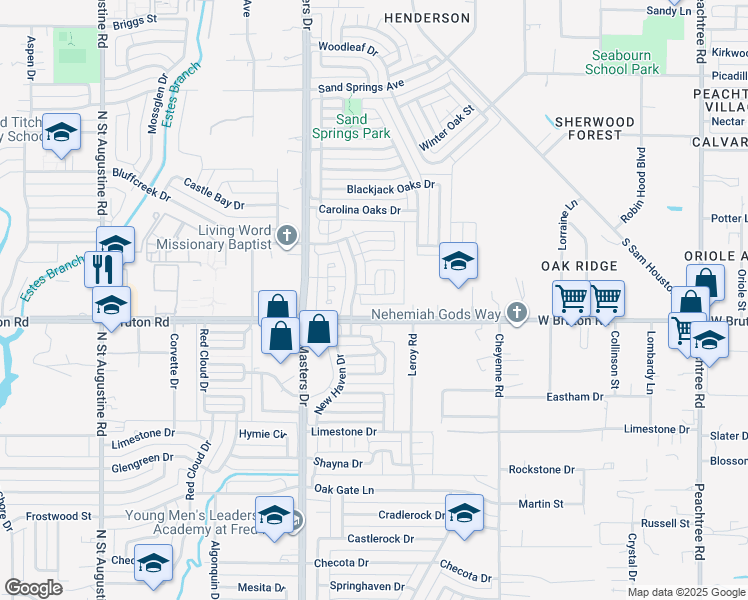 map of restaurants, bars, coffee shops, grocery stores, and more near 10320 Nantucket Village Court in Dallas
