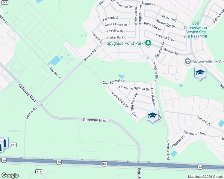 map of restaurants, bars, coffee shops, grocery stores, and more near 3134 Marble Falls Drive in Forney