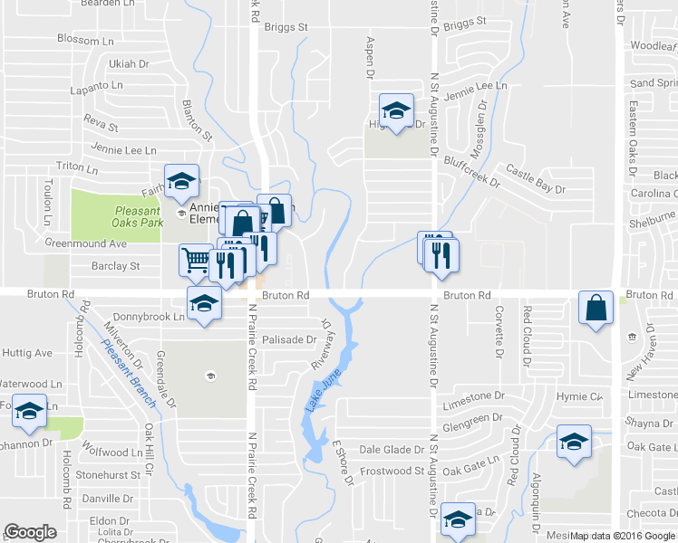 map of restaurants, bars, coffee shops, grocery stores, and more near 2135 Aspen Drive in Dallas