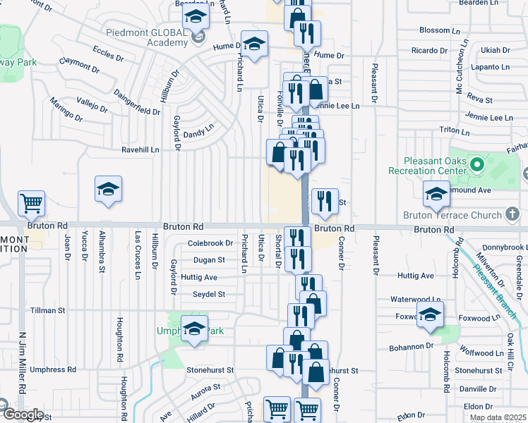 map of restaurants, bars, coffee shops, grocery stores, and more near 2118 Utica Drive in Dallas