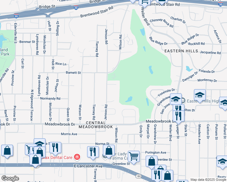 map of restaurants, bars, coffee shops, grocery stores, and more near 2001 Jenson Road in Fort Worth