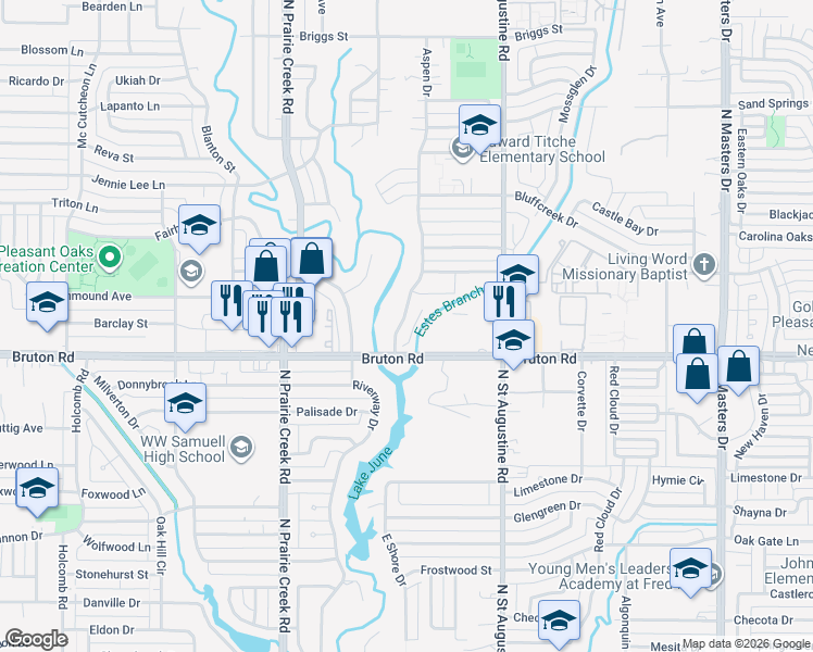 map of restaurants, bars, coffee shops, grocery stores, and more near 2172 Aspen Drive in Dallas