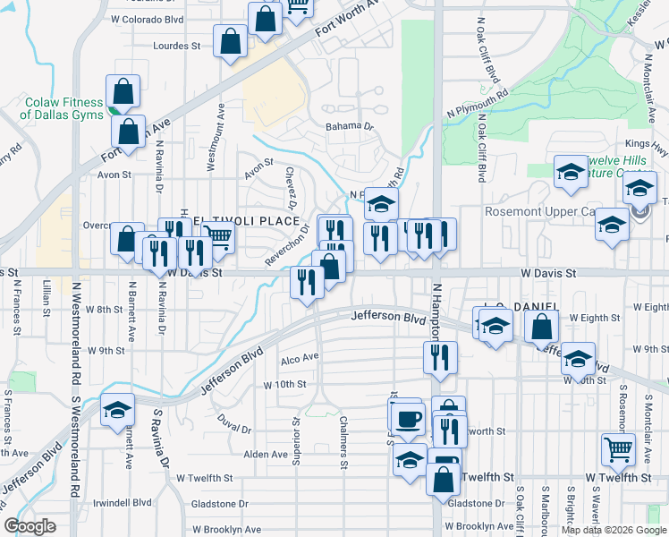 map of restaurants, bars, coffee shops, grocery stores, and more near 604 Poppy Mallow Lane in Dallas
