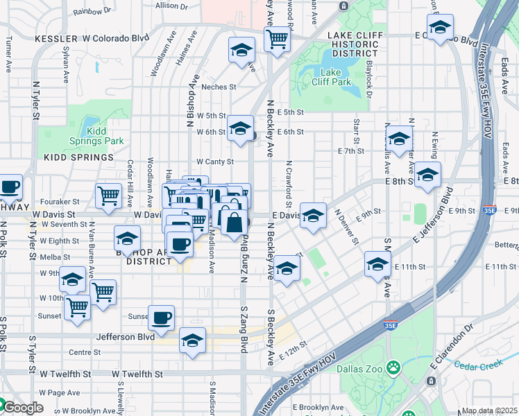 map of restaurants, bars, coffee shops, grocery stores, and more near in Dallas