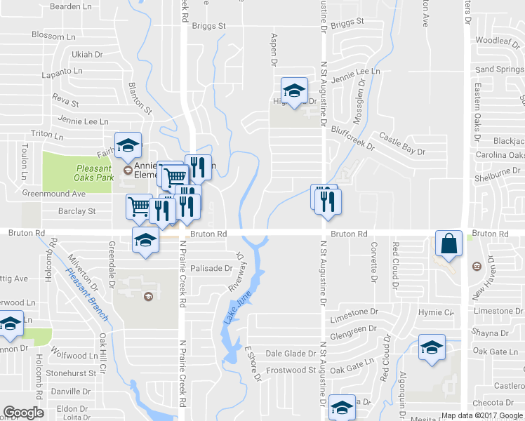 map of restaurants, bars, coffee shops, grocery stores, and more near 2172 Aspen Drive in Dallas