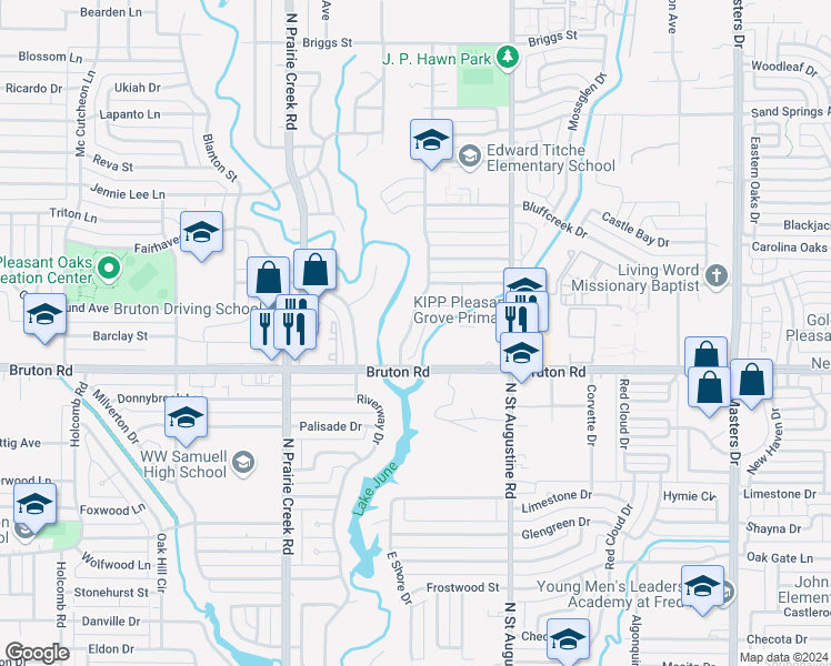 map of restaurants, bars, coffee shops, grocery stores, and more near 2172 Aspen Drive in Dallas