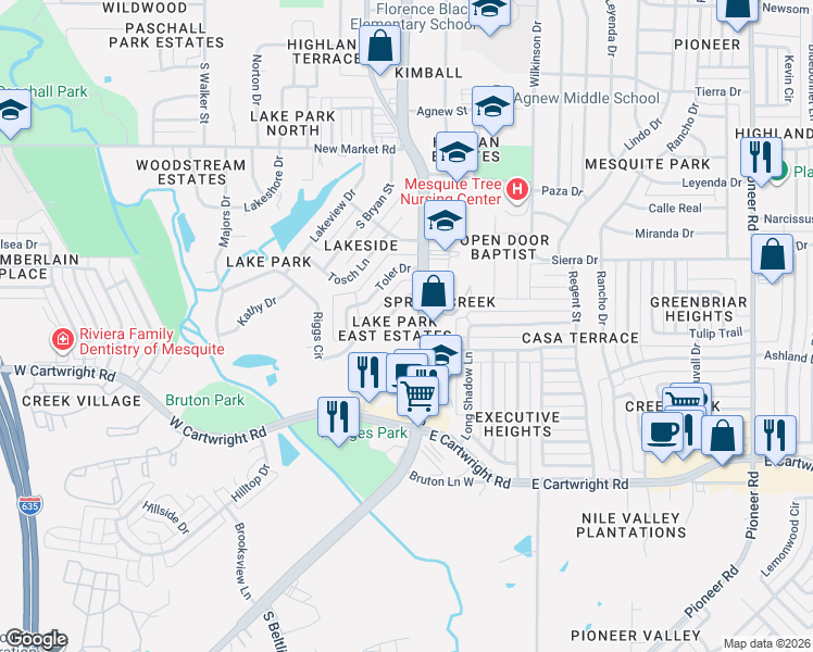map of restaurants, bars, coffee shops, grocery stores, and more near 1328 South Beltline Road in Mesquite